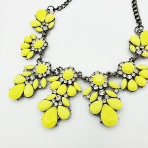 - Yellow Necklace Statement Piece Floral Bling Collar